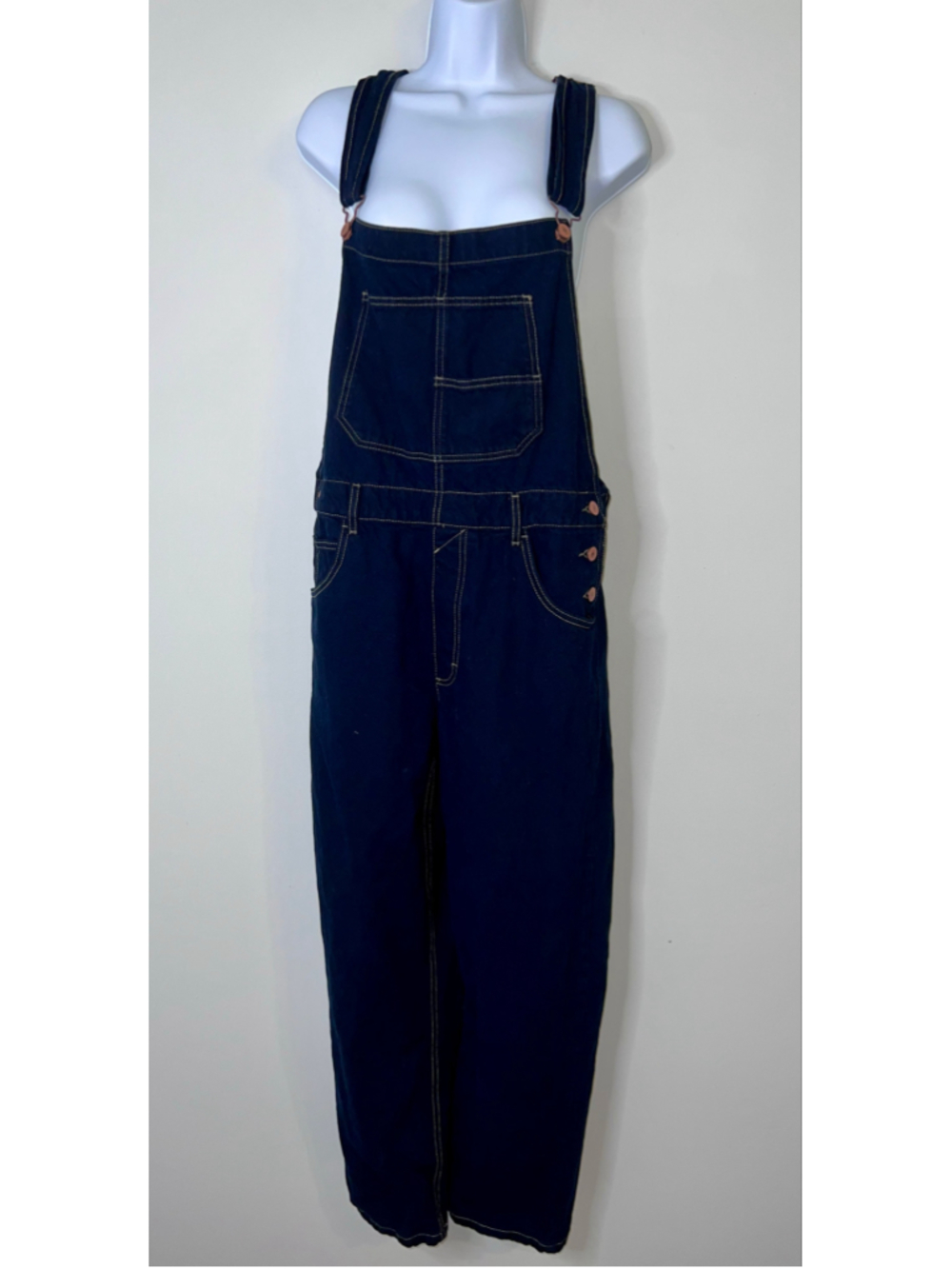 Women's Free People Dark Blue Denim Overalls Size LARGE